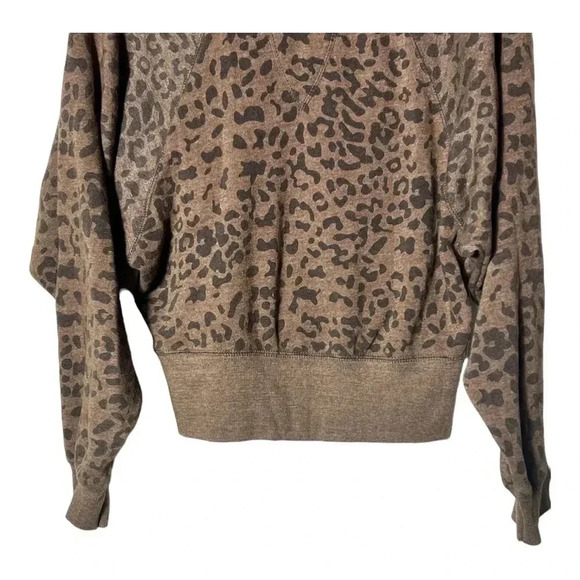1914. OCEAN DRIVE LONG SLEEVE CROPPED SWEATER BROWN/BLACK LEOPARD PRINT SIZE MED - Picture 8 of 8